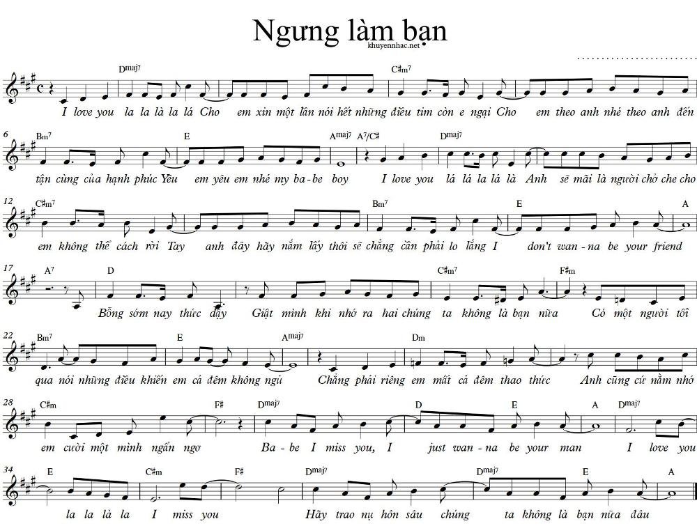 Sheet nhạc Ngưng Làm Bạn